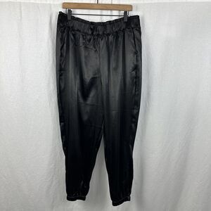 Lane Bryant Black Satin Jogger Pants Pull On Elastic Women’s Size 16 Classic